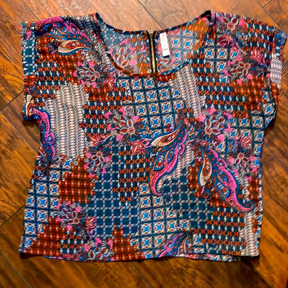 Sheer short sleeve blouse